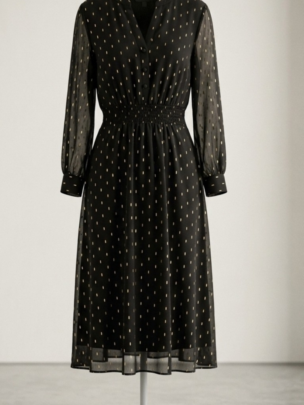 Banana Republic Black Midi Dress with Gold Accents